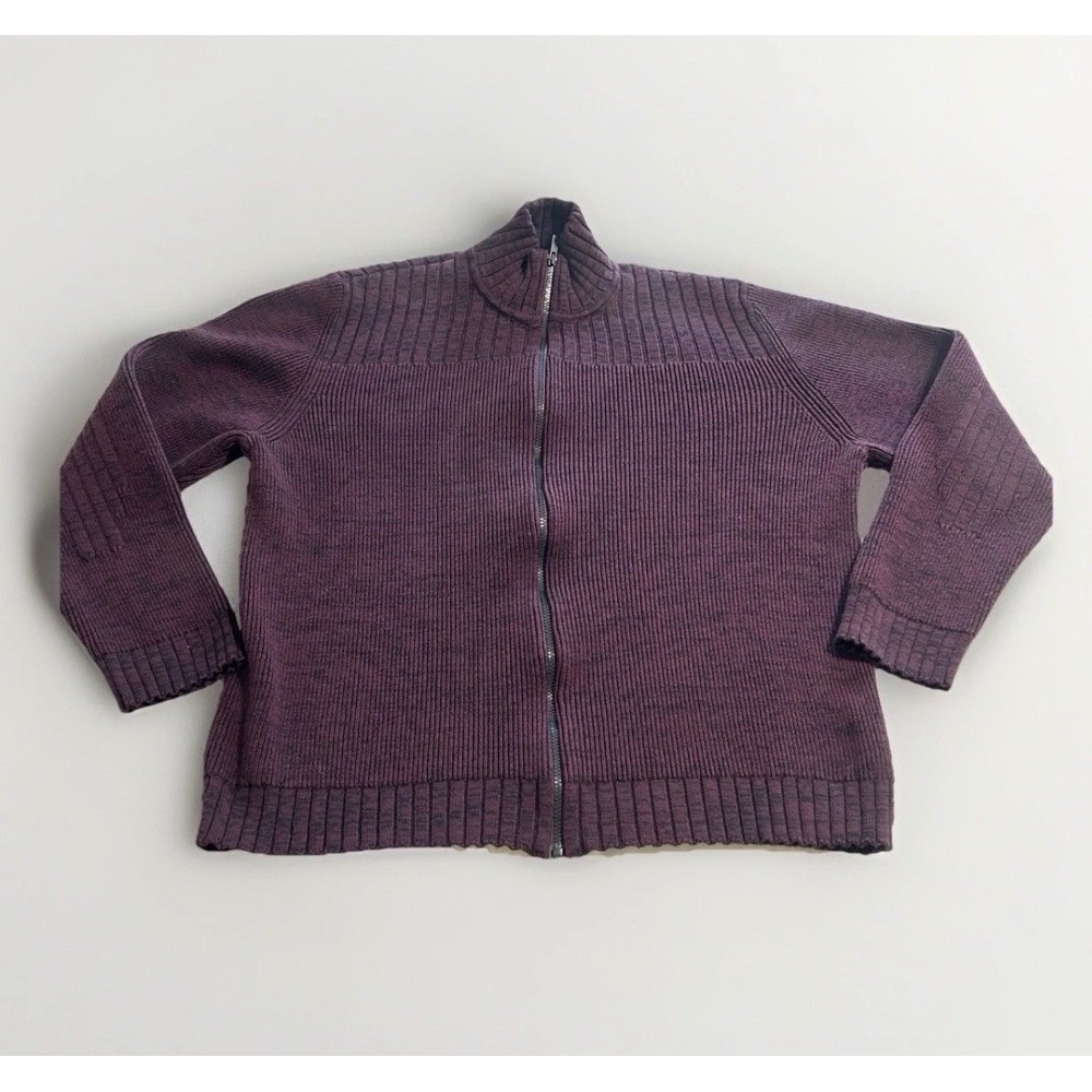 Calvin Klein Jeans Mens XXL Burgundy Ribbed Full Zip Cotton Cardigan Sweater